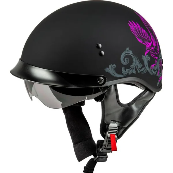 GMax HH65 Corvus Purple Half Helmet with Peak