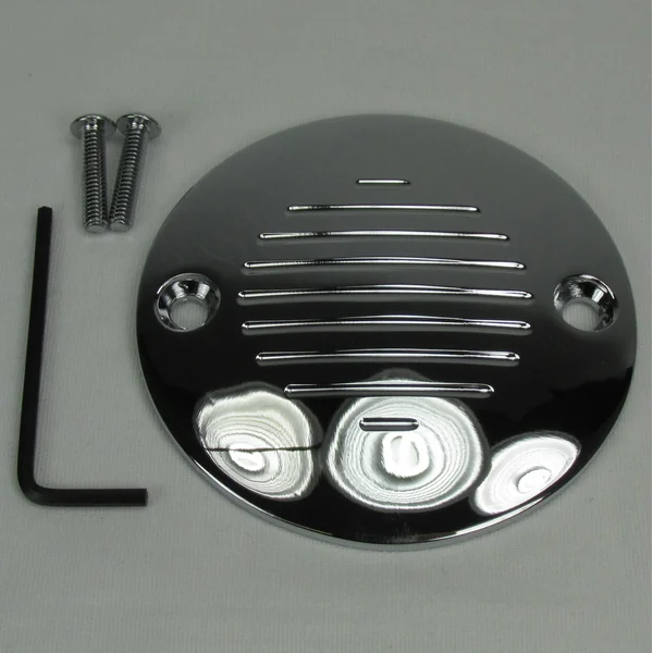 "Grooved" 2-Hole Horizontal Points Ignition Cover - Chrome, Fits 2004 and Up Harley Sportster XL, 1970-1984 FL, FX, 1970-1999 Big Twin Motors, Replaces Pt #32584-88T - Image 2
