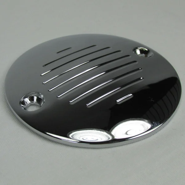 "Grooved" 2-Hole Horizontal Points Ignition Cover - Chrome, Fits 2004 and Up Harley Sportster XL, 1970-1984 FL, FX, 1970-1999 Big Twin Motors, Replaces Pt #32584-88T - Image 4