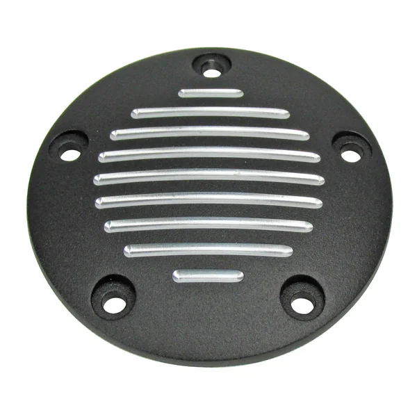 “Grooved” 5-Hole Twin Cam Points Cover - Black, Fits 1999 and Up Harley Davidson FLST, FXD, FLT, FXST, Twin Cam Motors