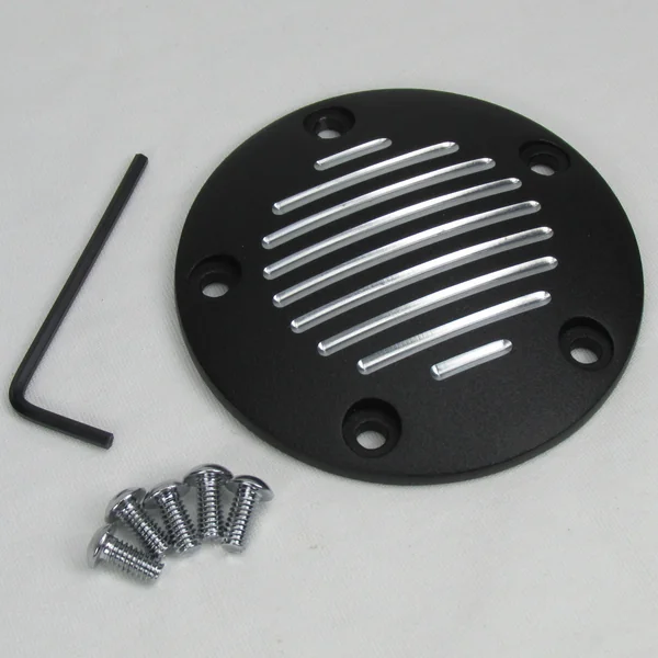 “Grooved” 5-Hole Twin Cam Points Cover - Black, Fits 1999 and Up Harley Davidson FLST, FXD, FLT, FXST, Twin Cam Motors - Image 2