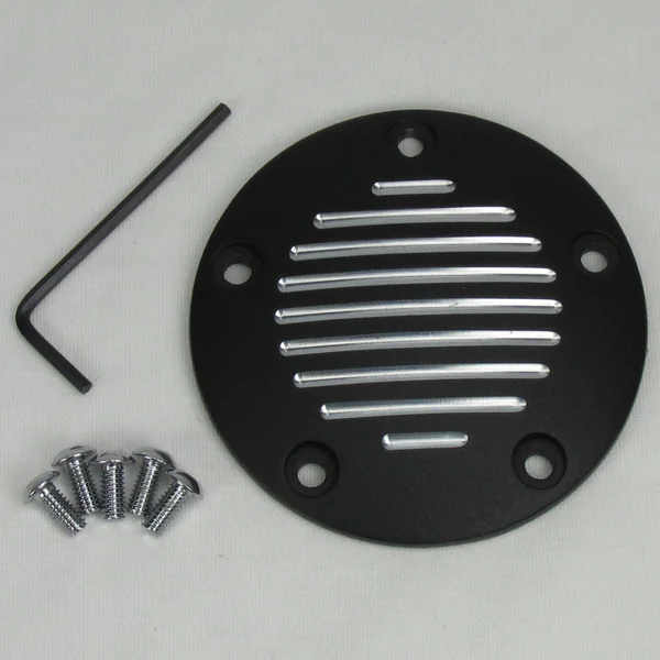 “Grooved” 5-Hole Twin Cam Points Cover - Black, Fits 1999 and Up Harley Davidson FLST, FXD, FLT, FXST, Twin Cam Motors - Image 3