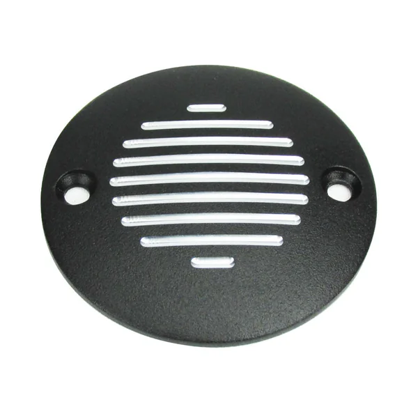 Grooved Points Ignition Cover, Black for 2004-2022 Harley Sportster XL and 1970-1999 FL FX Big Twins - Grooved 2-Hole Horizontal Points Ignition Cover - Black, Fits 2004 and Up Harley Sportster XL, 1970-1984 FL FX 1970-1999 Big Twin Motors - 42-1166