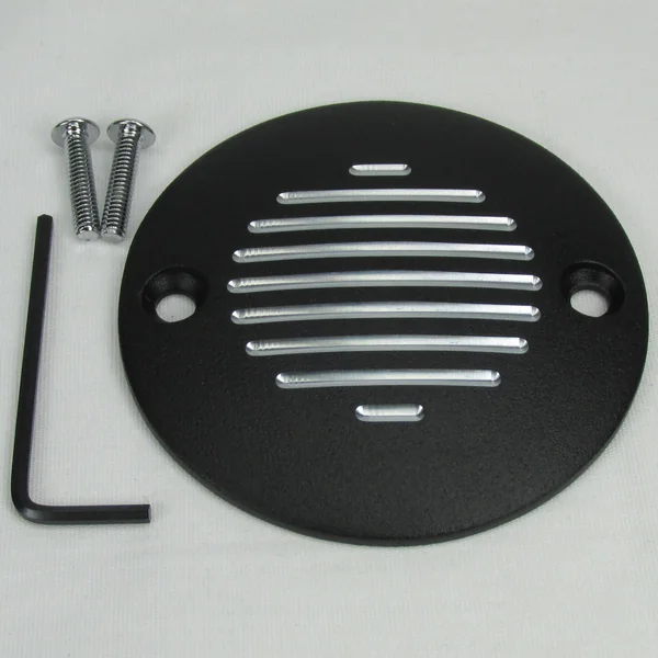 Grooved Points Ignition Cover, Black for 2004-2022 Harley Sportster XL and 1970-1999 FL FX Big Twins - Grooved 2-Hole Horizontal Points Ignition Cover - Black, Fits 2004 and Up Harley Sportster XL, 1970-1984 FL FX 1970-1999 Big Twin Motors - 42-1166 - Image 2