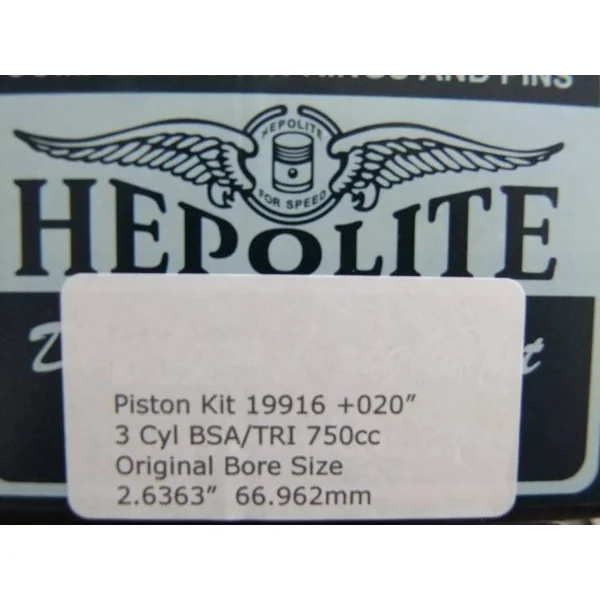 Hepolite Piston kit +20'' 750cc Triumph T150/ T160/ BSA Rocket 3