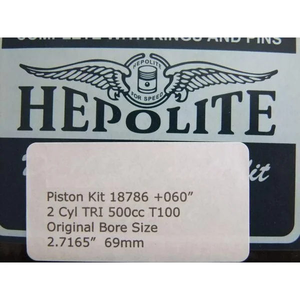 Hepolite Piston kit +60'' Triumph 500cc T100 Unit