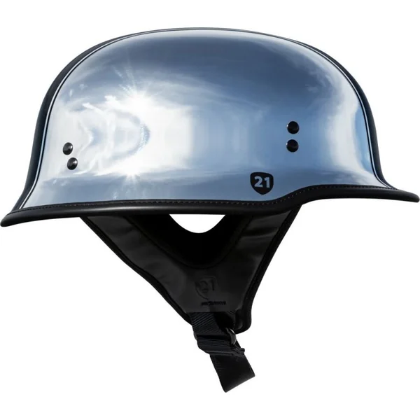 Highway 21 9MM German Style Half Helmet - Chrome