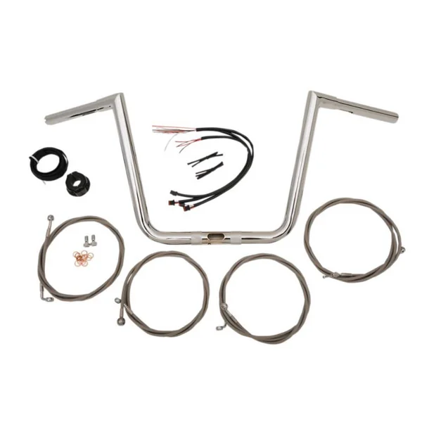 LA Choppers® 10" Rise Ape Hanger Chrome Handlebar and Cable Kit for some Harley Road Glide FLTR models LA7312KT161