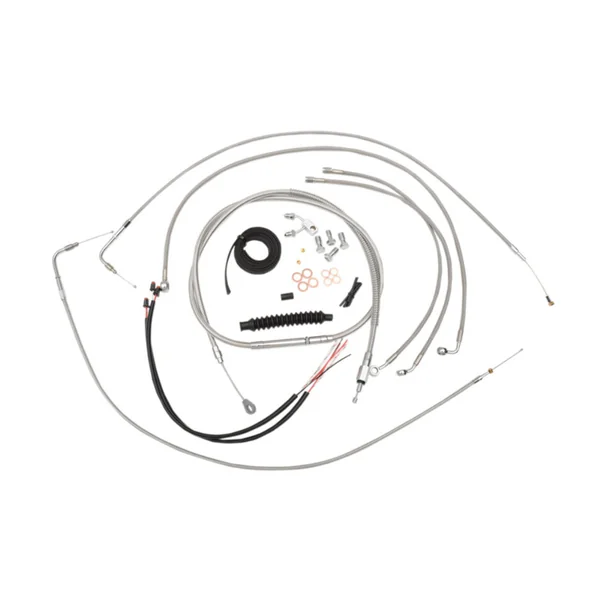 LA Choppers® 15-17" Braided Stainless Handlebar Cable / Brake Line Kit for 11-14 Harley FXS / FLS / FLSTC / FLSTF / FLSTN models w/ ABS LA8150KT216