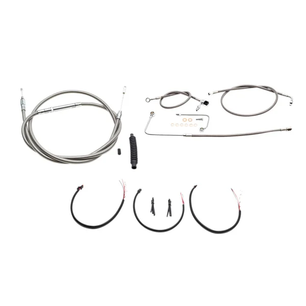 LA Choppers® 15-17" Complete Stainless Steel Braid Handlebar Cable / Brake Line Kit for 2016-2017 Harley Softail w/ ABS- LA-8151KT2B-16