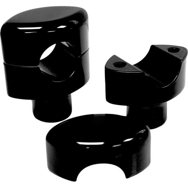 LA Choppers 1.5" Smooth 1" Handlebar Riser/Top Clamp Kit - Gloss Black - Image 2