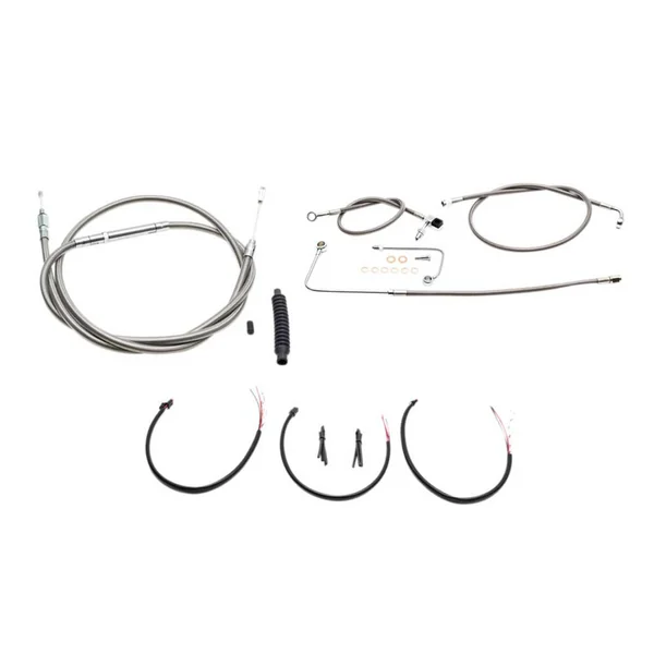 LA Choppers® 18-20" Stainless Braided Handlebar Cable / Brake Line Kit for some 16-17 Harley bagger models LA8151KT2B19