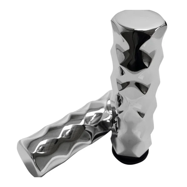 LA Choppers Chrome Billet Hex Grips for Harley Throttle-by-Wire - Image 2