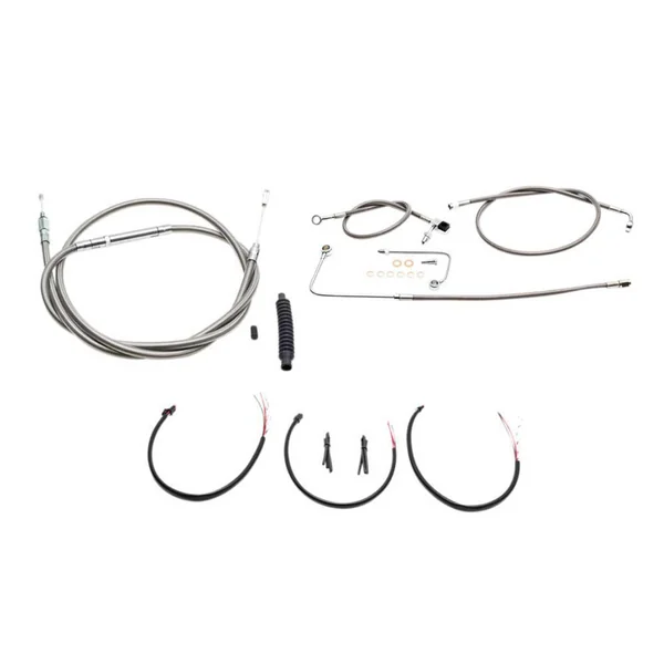 LA Choppers® Mini Stainless Braided Handlebar Cable / Brake Line Kit for some 16-17 Harley bagger models LA8151KT2B08