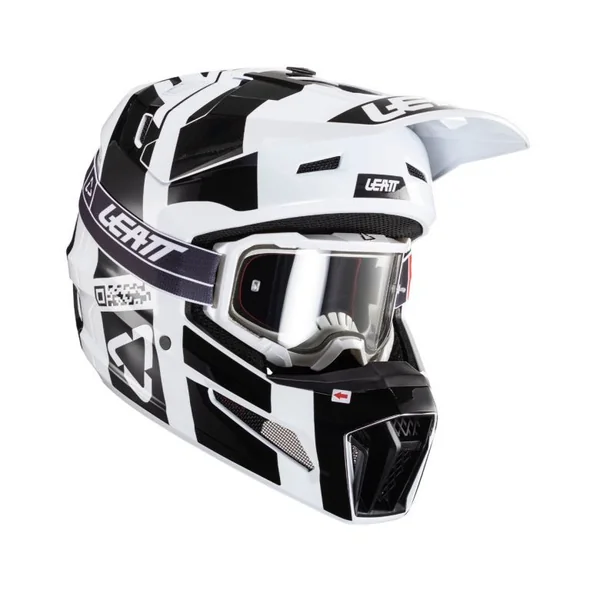 Leatt Moto 3.5 Black/White Helmet with 4.5 Goggle Kit