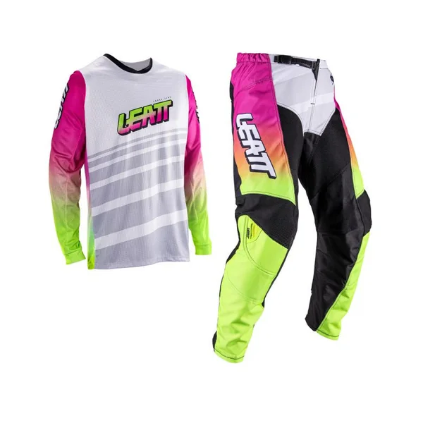 Leatt Youth Moto 3.5 Ride Kit Junior Retro Pink Jersey and Pant Combo