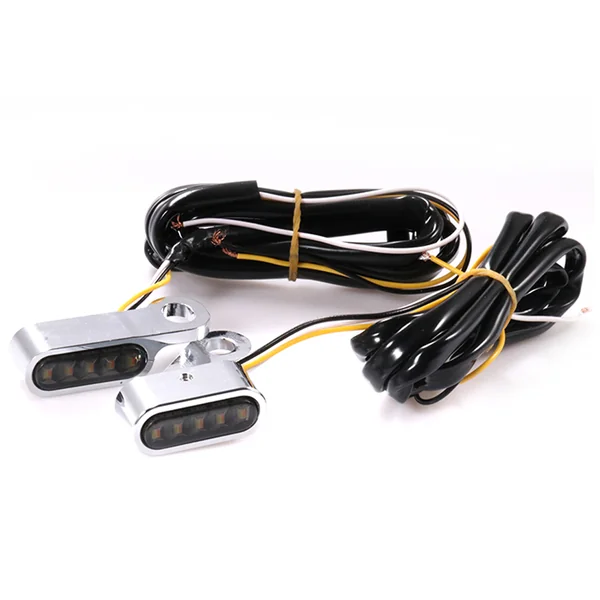 LED Motorcycle Handlebar Turning Light handlebar end light Universal Motorbike LED Chrome - Image 2