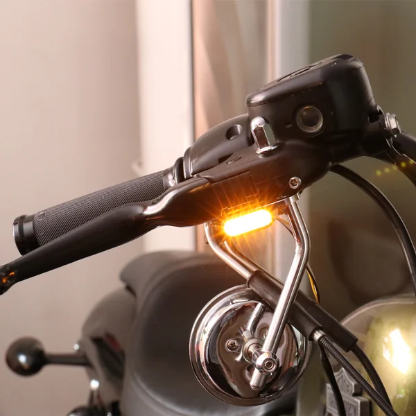 LED Motorcycle Handlebar Turning Light handlebar end light Universal Motorbike LED Chrome - Image 3