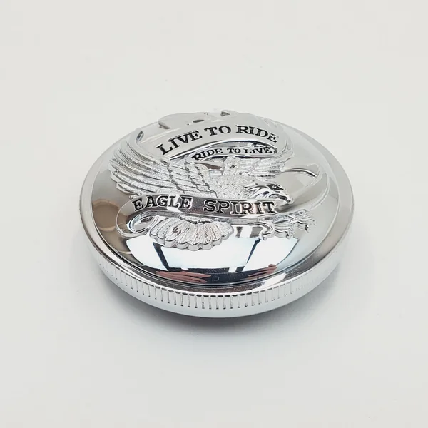 “Live to Ride, Ride to Live” Eagle Spirit Chrome Domed Gas Cap Covers with Adhesive Backing for 1973-2025 OE Style Harley Davidson Gas Caps (SOLD AS A PAIR - Left & Right) 2-7/8” Diameter - Image 7