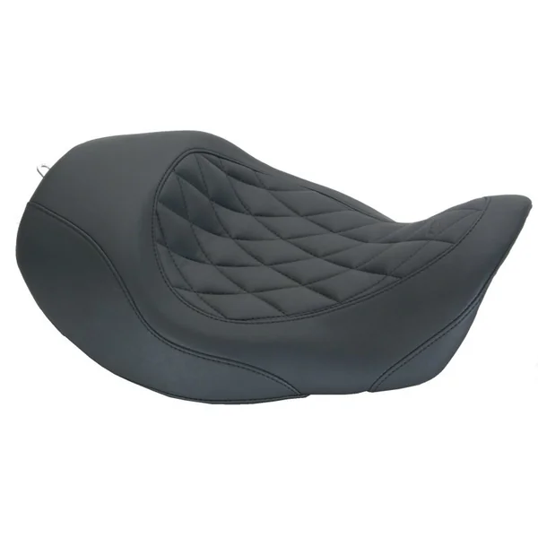 Mustang Black Wide Tripper Forward Solo Seat for 2006-2017 Harley Dyna - Diamond