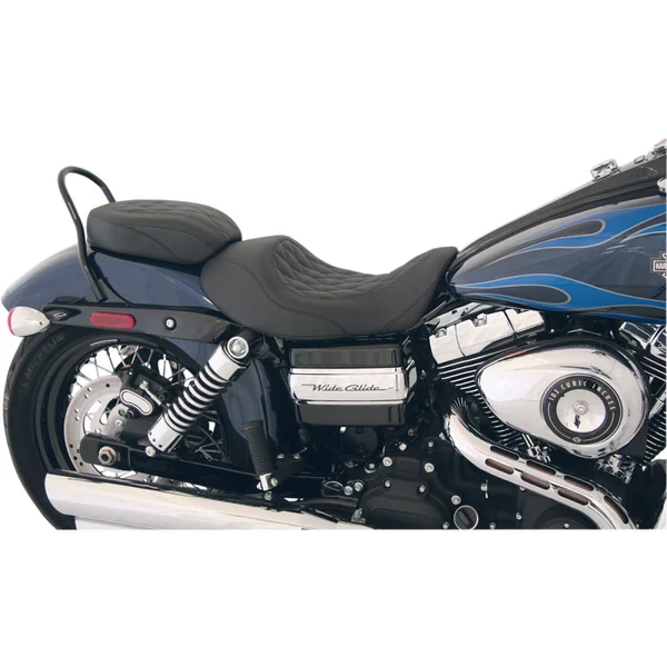 Mustang Black Wide Tripper Forward Solo Seat for 2006-2017 Harley Dyna - Diamond - Image 2
