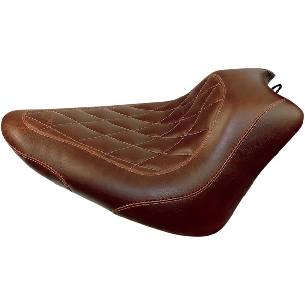 Mustang Brown Wide Tripper Solo Seat for 2011-2017 Harley Softail FXS/FLS - Diamond