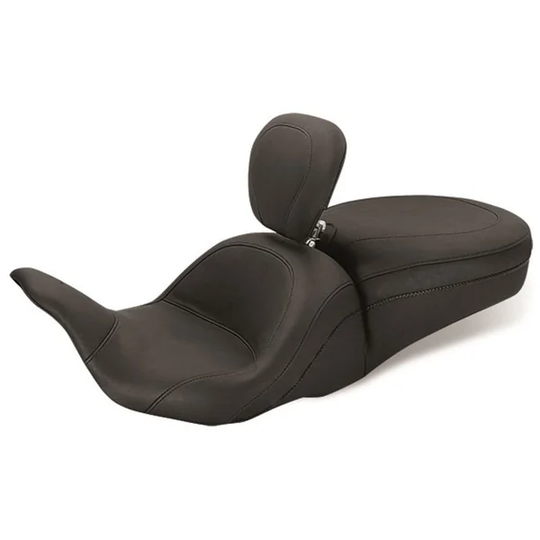 Mustang Lowdown Touring Seat w/ Driver Backrest for 2008-2023 Harley Touring - Smooth