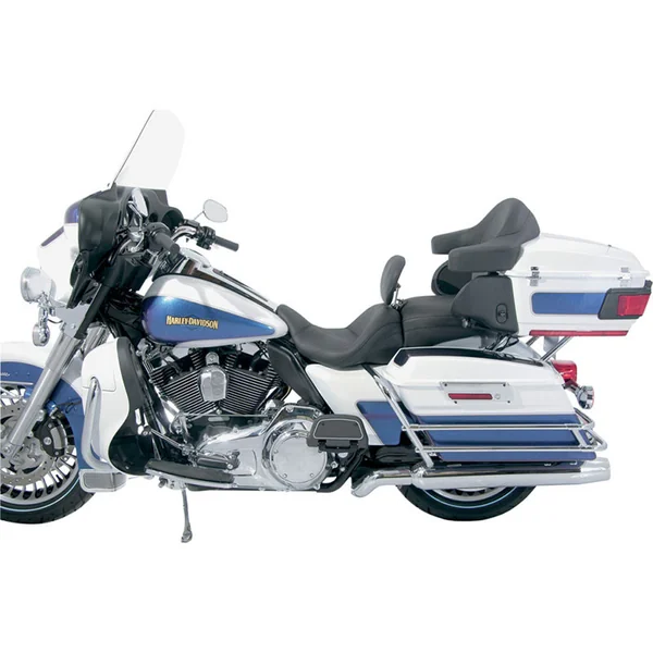 Mustang Lowdown Touring Seat w/ Driver Backrest for 2008-2023 Harley Touring - Smooth - Image 3