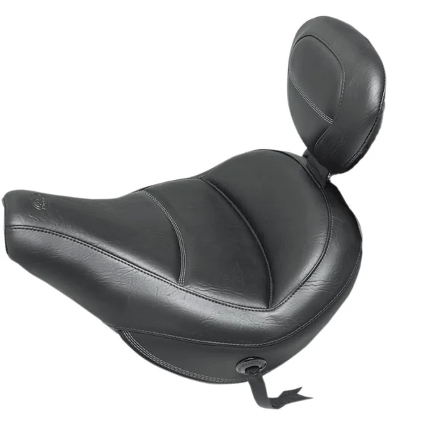 Mustang Max Profile Solo Touring Seat w/ Backrest for 2018-2024 Harley FLDE/FLHC - Original Stitch