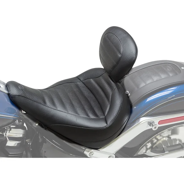Mustang Solo Touring Seat w/ Backrest for 2018-2024 Harley Fat Boy FLFB - Tuck N Roll