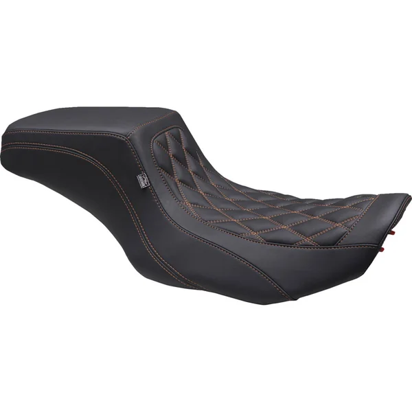 Mustang Squareback 2-Up Front Double Diamond Seat for 2024 Harley Touring* - Orange Stitching