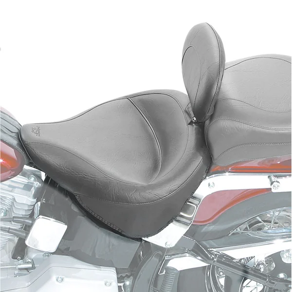 Mustang Wide Solo Seat w/ Backrest for 2000-2005 Harley Softail FXST/FLST - Vintage