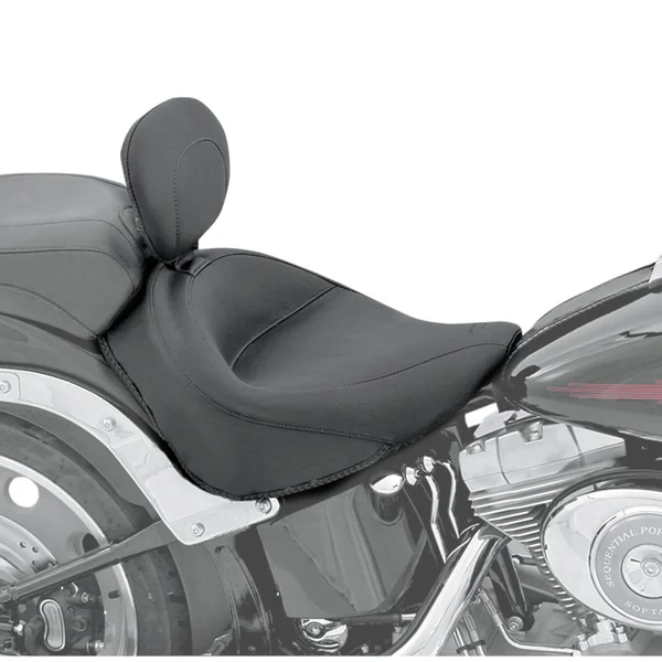 Mustang Wide Solo Seat w/ Backrest for 2006-2017 Harley Softail FXST/FLSTF - Vintage