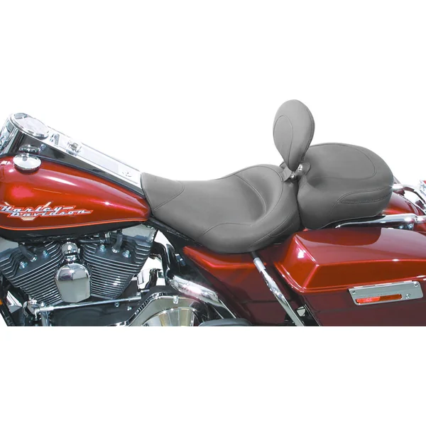 Mustang Wide Touring Solo Seat w/ Backrest for 1997-2007 Harley FLHX/FLHR - Vintage - Image 2