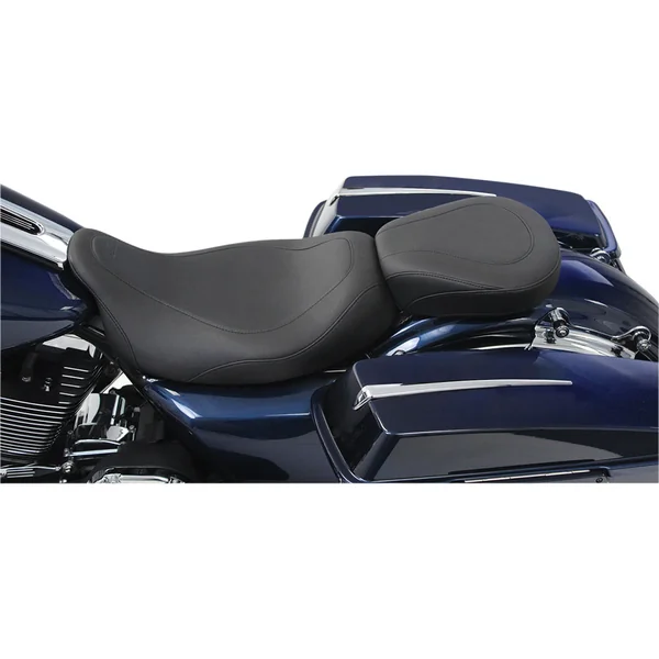 Mustang Wide Tripper Black Rear Seat for 2008-2023 Harley Touring - Smooth - Image 2