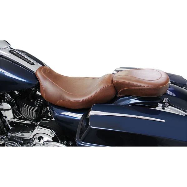 Mustang Wide Tripper Brown Rear Seat for 2008-2023 Harley Touring - Smooth - Image 2