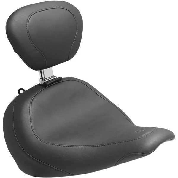 Mustang Wide Tripper Solo Seat with Backrest for 2018-2024 Harley Fat Boy - Vintage