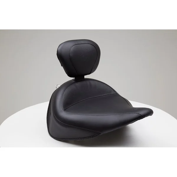 Mustang Wide Vintage Solo Seat with Driver Backrest for 2005-2017 Harley Softail Deluxe