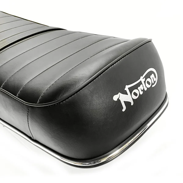 Norton Interstate MK11 Seat 850cc 06-3677. Strap/ Lined Top/ Silver logo - Image 2