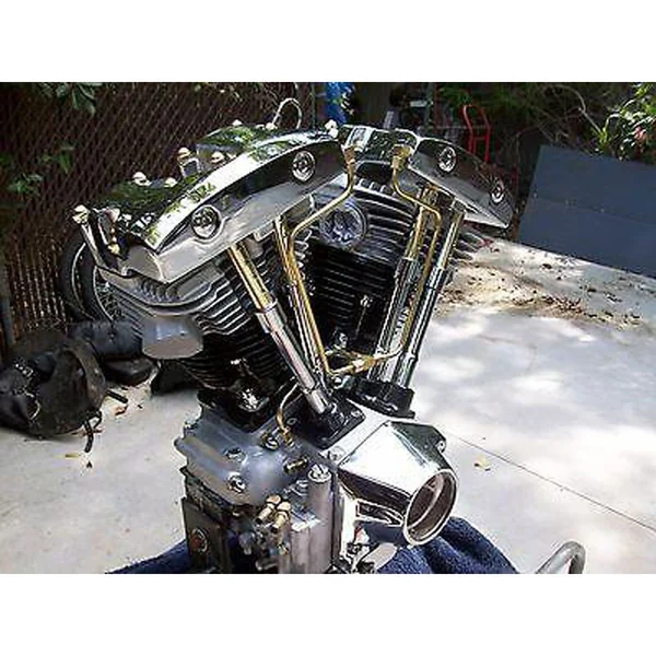 Old-Stf Rocker Box Split Oil Lines for 1966-1984 Harley Shovelhead - Brass - Image 5