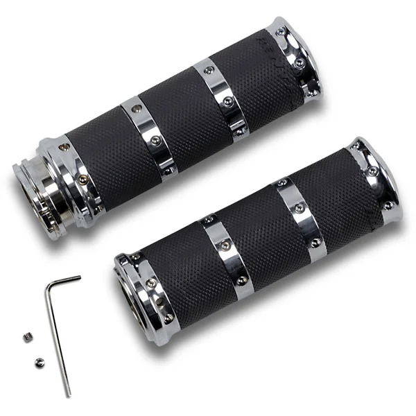 Performance Machine Contour Renthal XL Grips for Harley Dual Cable - Chrome