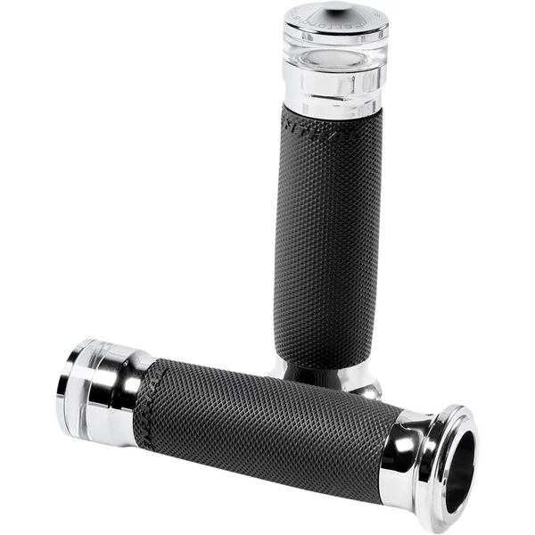 Performance Machine Vision Series Contour Grips with LED Turn Signals for Harley Electronic Throttle - Chrome - Image 2