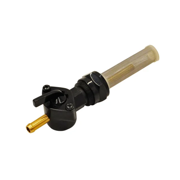 Petcock - Black - 22mm - Straight Fuel Outlet - 1/4” ID Fuel Hose - Fits 1975-2006 Harley Davidsons