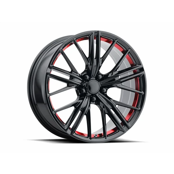 PR194 2017 ZL1 Replica Front or Rear Wheel, Gloss Black Red Machined, 20x102010-2024 Camaro