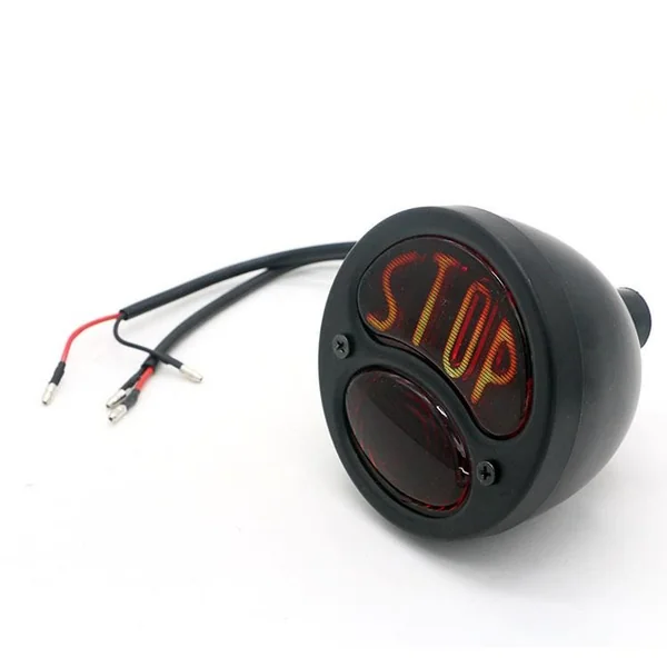 Retro Round Black "STOP" Rear Tail light With Running Light