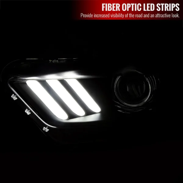S550 Mustang HID Projector Headlights w/ LED Strip Sequential Turn Signals, Matte Black Housing2015-2022 Ford Mustang w/ HID Headlights - Image 5