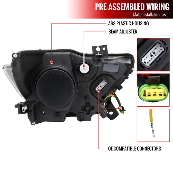 S550 Mustang HID Projector Headlights w/ Switchback Sequential LED Strip Turn Signals, Matte Black Housing2015-2022 Ford Mustang w/ HID Headlights - Image 7