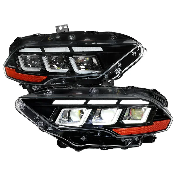S550 Mustang LED Projector Headlights w/ Switchback Sequential Turn Signals, Gloss Black Housing2018-2023 Ford Mustang GT, EcoBoost & Mach 1