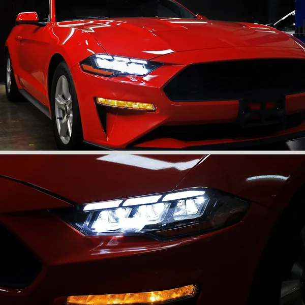 S550 Mustang LED Projector Headlights w/ Switchback Sequential Turn Signals, Gloss Black Housing2018-2023 Ford Mustang GT, EcoBoost & Mach 1 - Image 2