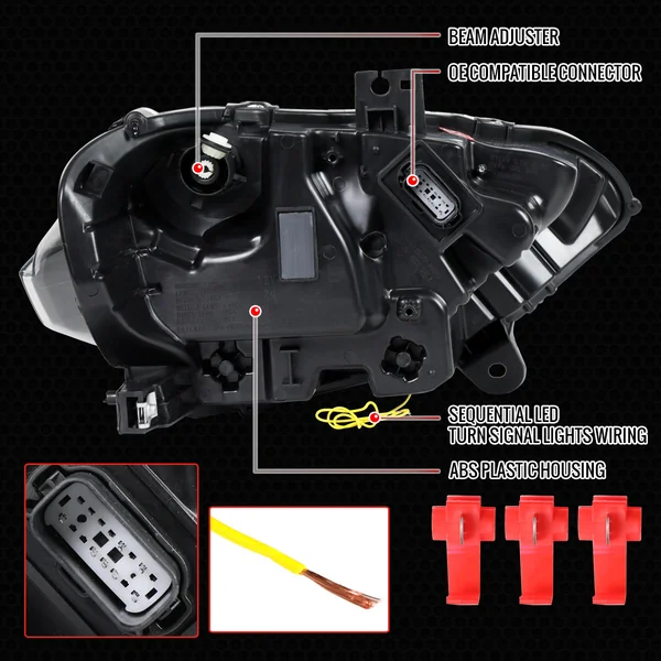 S550 Mustang LED Projector Headlights w/ Switchback Sequential Turn Signals, Gloss Black Housing2018-2023 Ford Mustang GT, EcoBoost & Mach 1 - Image 7